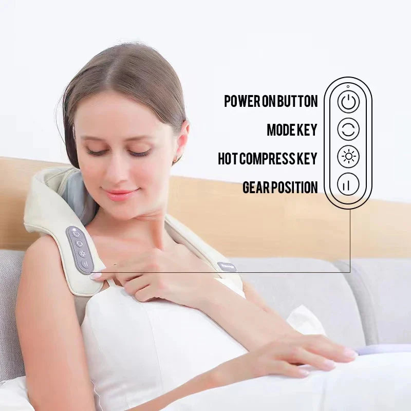 Massage électrique pour le cou et le dos, sans fil, châle de massage cervical